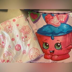 Colorful Shopkins  Character full size flat sheet and pillowcase